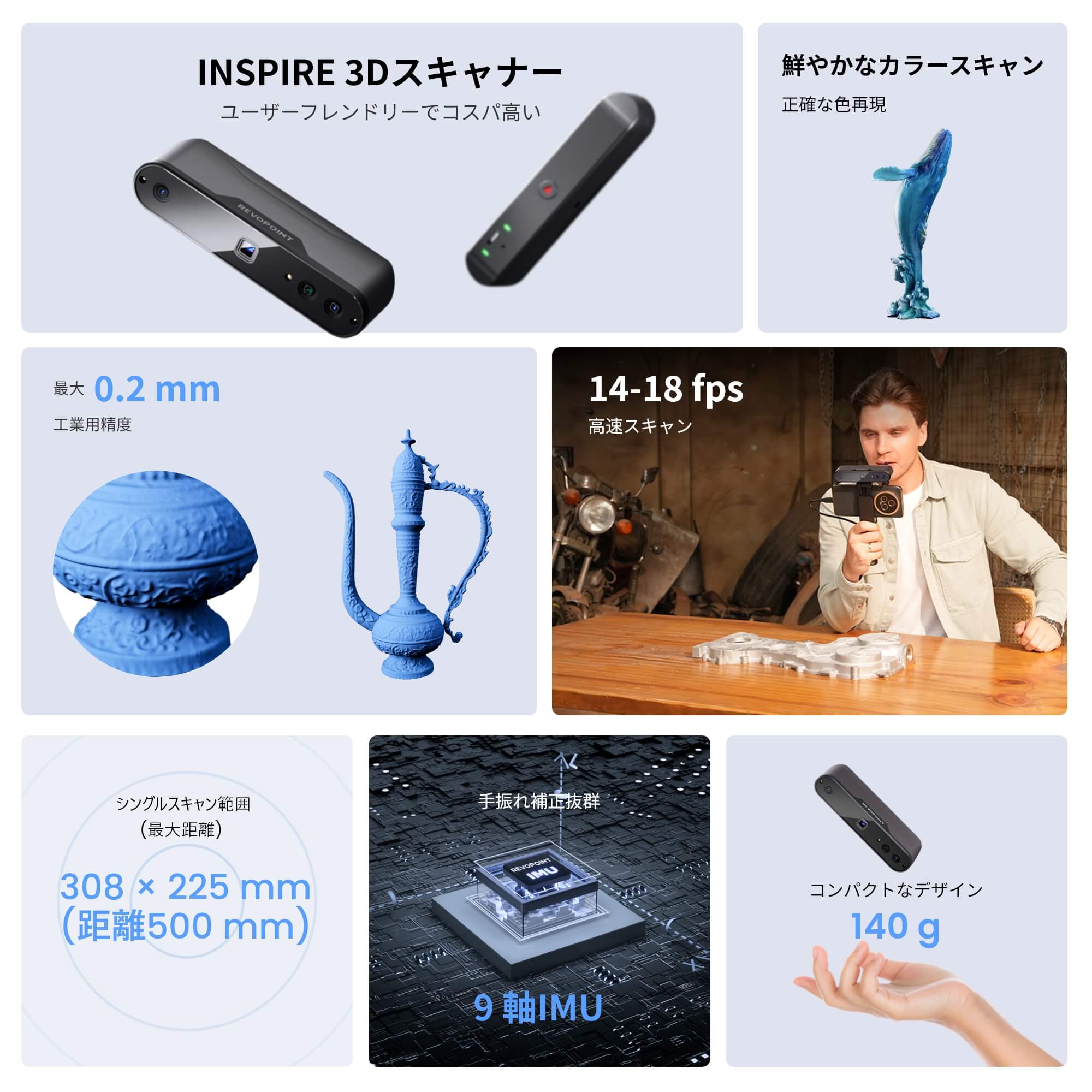 Revopoint INSPIRE 3Dスキャナー | ユーザーフレンドリーで安価